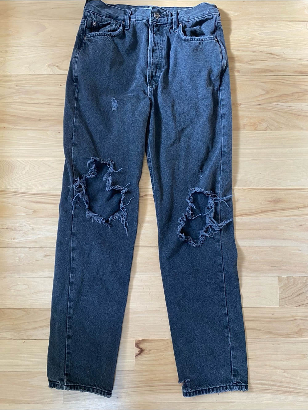 Free People Jeans Denim Distressed Black Jeans We the Free Size 28